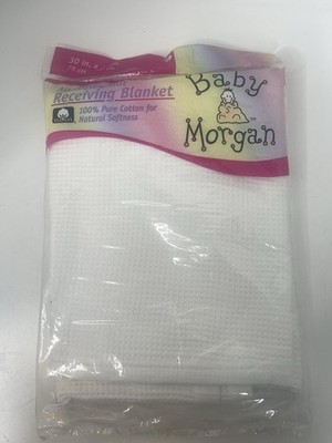 Vintage Original Baby Morgan white Receiving Blanket New in package 30  x 40 