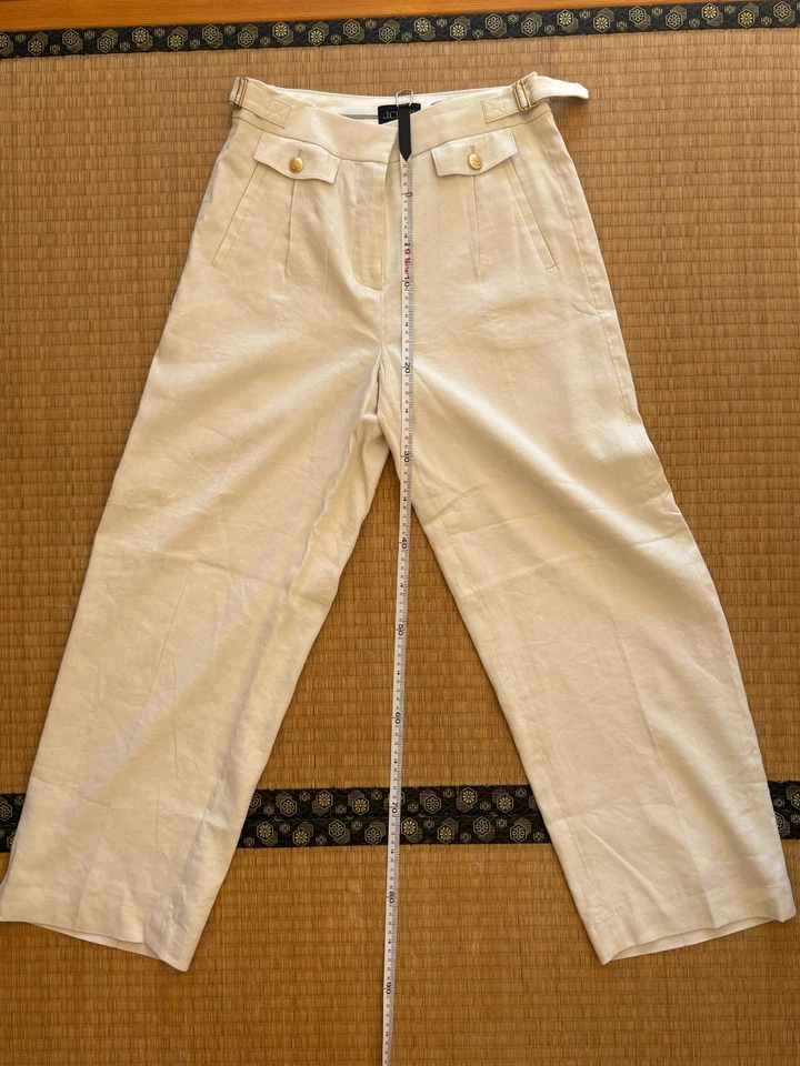 Pantalón J Crew Collection lengüeta lateral en mezcla de lino italiano talla 4 marfil nuevo con etiqueta Foto 3 de 4