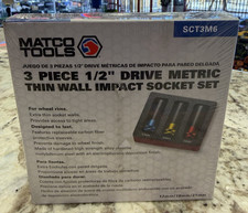 Matco 17mm 19mm 21mm 3 Piece 12 Drive Thin Wall Impact Socket Set- Sct3m6