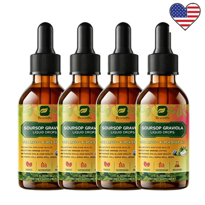 1-4x Soursop Bitters Liquid Drops with Sea Moss Black Seed Oil Turmeric 60mL