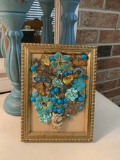 Vintage and Contemporary jewelry art framed Floral