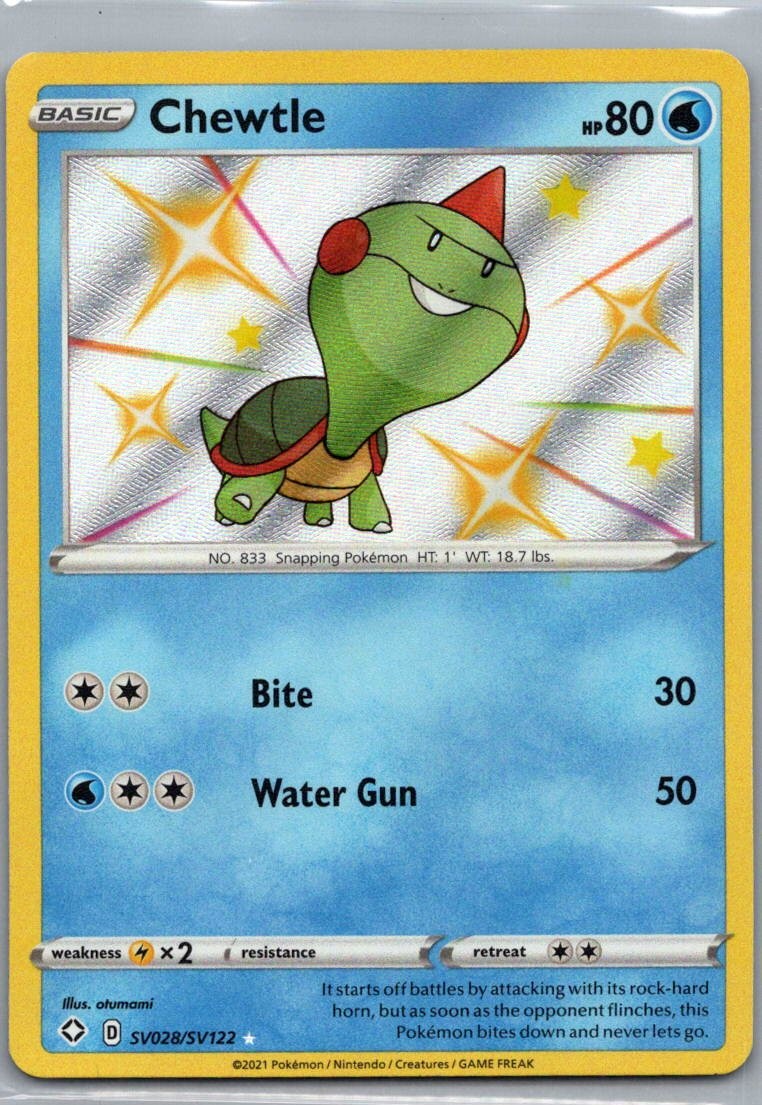 Chewtle Shiny Holo Rare Shining Fates: Shiny Vault SV028/SV122 NM