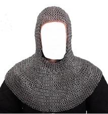 9mm Chainmail Coif Flat Riveted 18 gauge Mild Steel Armor Hood Reenactment