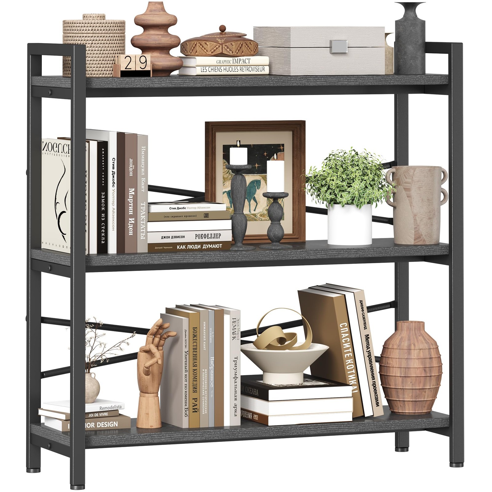 3-Tier Bookshelf Storage Organizer 31.49 Inches Wide