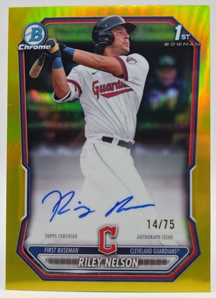 2026 Bowman Riley Nelson #CPA-RN Chrome Auto Yellow Refractor 14/75 1st Bowman