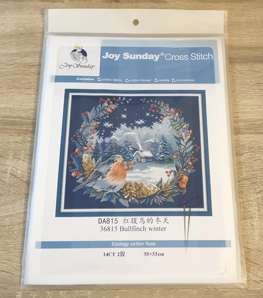 Counted Cross Stitch Kit 14 ct Winter Little Robin 35x33cm Joy Sunday UK - Image 2 of 4