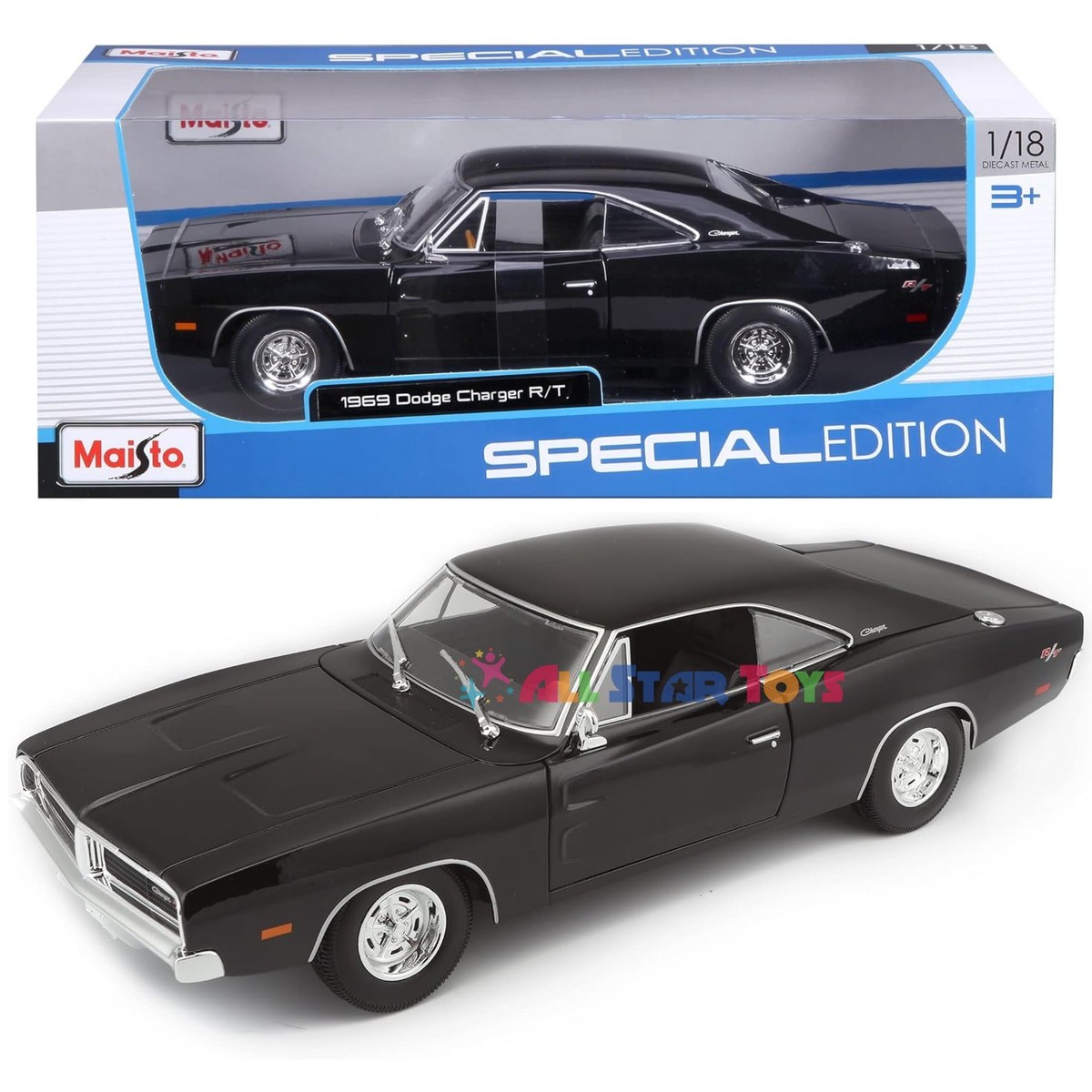 Maisto 1/18 Scale Diecast 31387 - 1969 Dodge Charger R/T - Black