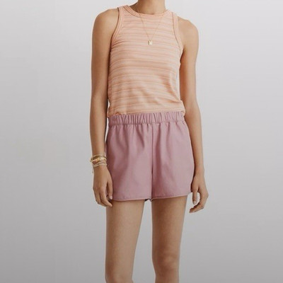Madewell Tank Top Ribbed Westville Sweet Tulip Stretch Casual Stripes Large NEW