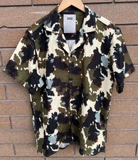 Mens OAS Foliago Cuba Linen Short Sleeve Button Up Shirt Sz L