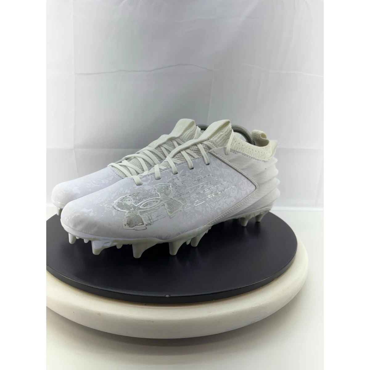 Under Armour Football Cleats Mens 13 White Excellent Joshua Vides Blur Pro Under Armour White Football Shoes & Cleats for Men for sale  main image 3