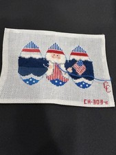 CC Hand Painted Needlepoint Canvas Of Patriotic Santa Egg
