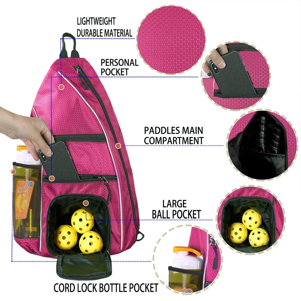 Reversible Rose Pickleball Sling Bag for Paddles & Travel