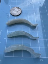 Antiguo Lote De 3 Peces Jadeíta Jade Helado Natural Cavado Chino Antiguo Raro *leer
