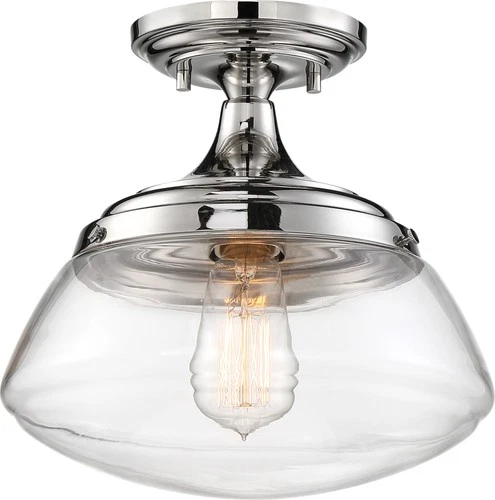 Nuvo Lighting 60/6797 Kew 10"W Semi-Flush Bowl Ceiling Fixture - Nickel - Picture 1 of 10
