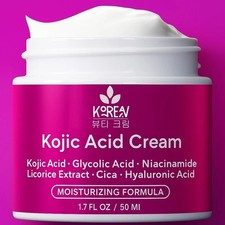 Kojic Acid Cream Dark Spot Remover  Glycolic Acid  Niacinamide B3  HA  1.7oz