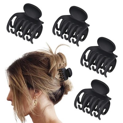 4 PCS Black Small Hair Claw Clips 1.6 Inch Matte NonSlip Double Row Teeth