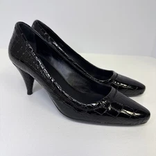 PRADA Cocco Lux Print Black Croco Embossed Leather Pumps EU 35.5  US 5.5
