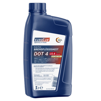 Bremsflüssigkeit DOT 4 1 Liter EUROLUB Flasche 549001