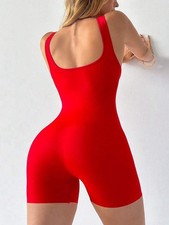Soft Glossy Shaper Romper TEDDY Bodysuit Girdle Bra Long Leg Unitard L NEW