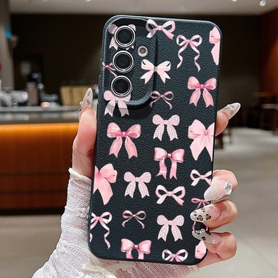 Girl's Cute Bow Silicone Case For Samsung Galaxy S24 S25 Plus A36 A16 A56 Cover