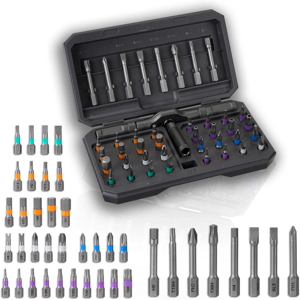 42 in 1 Magnetic Screwdriver Set Multi-Bit Ratchet Portable Repair Tool Kit - Image 3 of 4