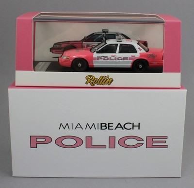 1:64 *ROLLIN DIECAST* Miami Beach PINK FORD CROWN VICTORIA Police