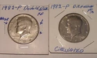 1982 P Kennedy Half Dollar (2) COIN's 1 DD OBV, 1 DIE POLISHED FG !!