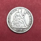 1891-S Liberty Seated Dime Fine+ Condition.