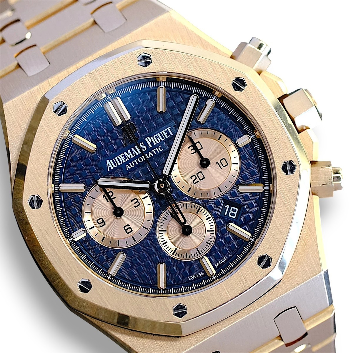 Audemars Piguet 18K Rose Gold Royal Oak Chronograph Blue Dial 41mm
