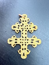 Ancien Pendentif Médaille Plaquer Or Breloque Art Déco nouveau croix