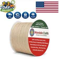 109 Yards of 1mm Cream Waxed Cotton String for Versatile Jewelry Design