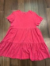 Old Navy Women’s Pink Tiered Short Sleeve Dress with Pockets Size L Petite