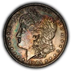 1904-O $1 Morgan Silver Dollar - Rainbow Toning - SKU-D7750