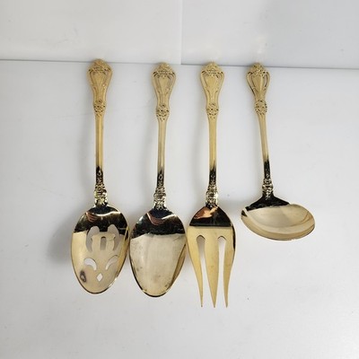 Stanley Roberts GOLD VALENTINE Electroplate Rogers Co Serving Set 4 Pcs Flatware