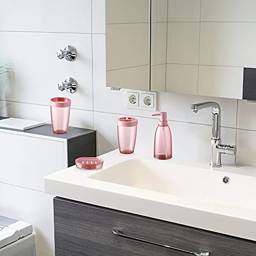 Bathroom Accessories Set 4Piece Plastic Bathroom Decor Sets 4pcs Pink - Picture 5 of 7