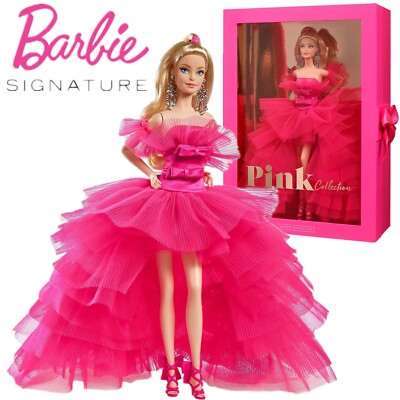 Barbie Signature Pink Collection Doll 3, poupée Barbie (blonde) avec corps en soie