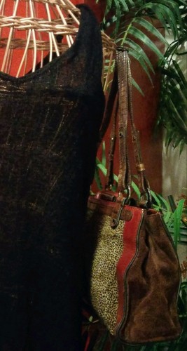 Ellen Tracy Leather Suede Cheetah Print Pony Hair Fur Shoulder Bag Handbag Purse - Picture 3 of 12