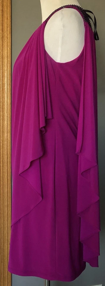 Vestido Betsy & Adams Años 90 Un Hombro 10 Adornado Magenta Cóctel Hada EE. UU. Foto 3 de 4
