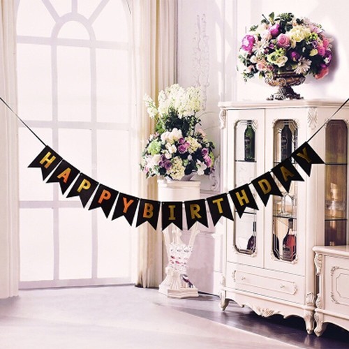 Happy Birthday Banner glitter Gold Letter Flag Birthday Party Decorations - Picture 10 of 18