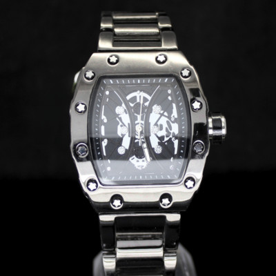 Men's 43mm Bezel Big Face Hip Hop Gold Plated Metal Band Quartz Watch