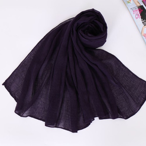 Voile Crinkle Scarf Women Muslim Hijab Shawl Wrap Headscarf Turban Plain Stoles - Picture 3 of 30
