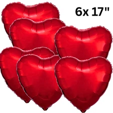 Balloons 18" Red Heart Foil Helium
