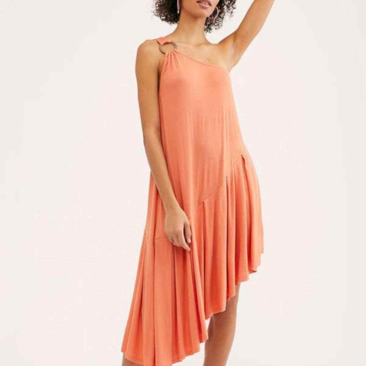 Free People Francesca One Shoulder Orange Dress Size XS