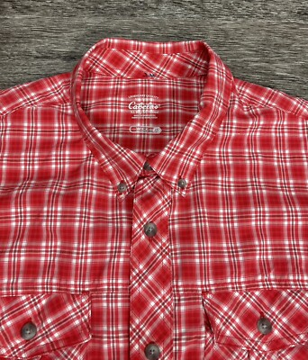 #ad Cabela’s Wick Advance Button Up Hiking Shirt Men’s Size XL Plaid Red $17.89
