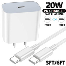 For iPhone 15 16 17 Pro Max Fast Charger 20W USB C Power Adapter PD Type C Cable