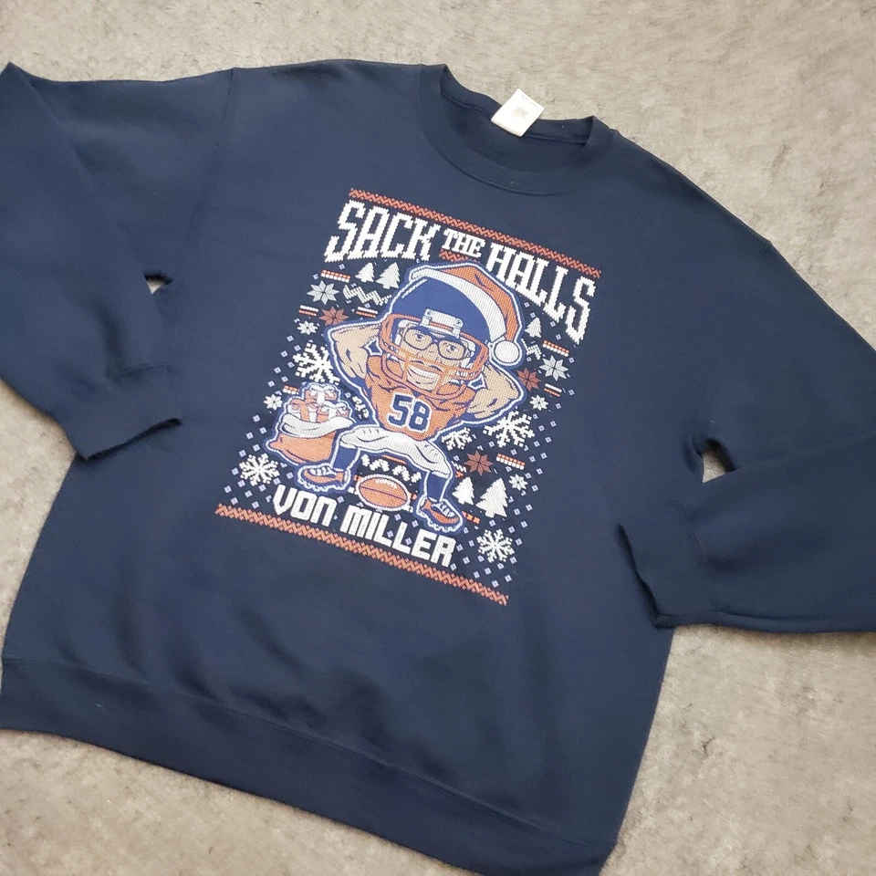 Suéter Denver Broncos Mujer Medio Azul Von Miller Fútbol Feo Navidad Foto 2 de 4