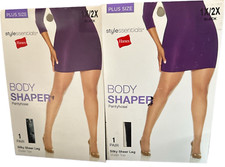 Hanes Women Body Shaper Pantyhose Silky Sheer Leg 1 Pair Black Plus 1X 2X
