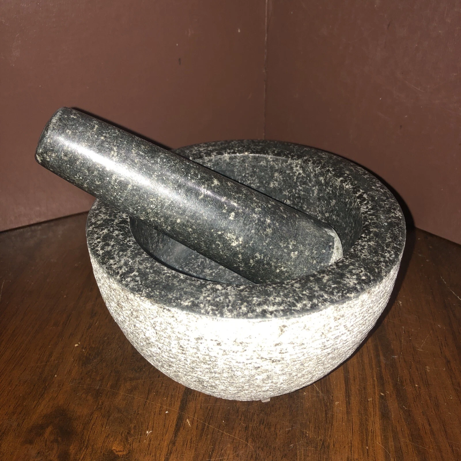 beautiful black&gray fresco polished mortar &pestle