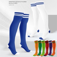 Men Sport Football Soccer Long Socks Solid Color Knee High Bottom Non-slip Socks