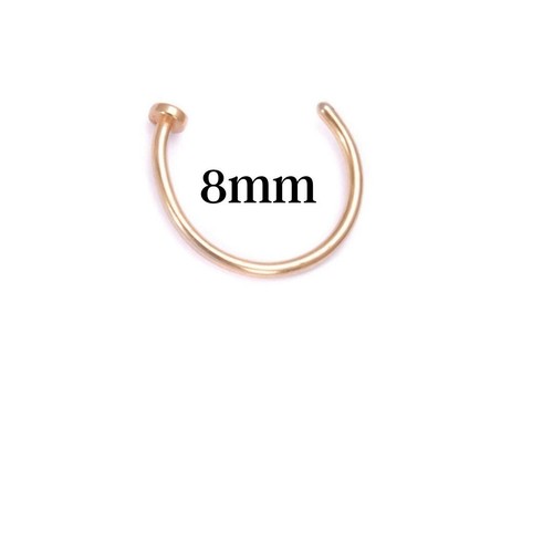 8mm gold Nose Ring Surgical Steel Hoop Lip Rings Small Thin Body Piercing. - Picture 5 of 6